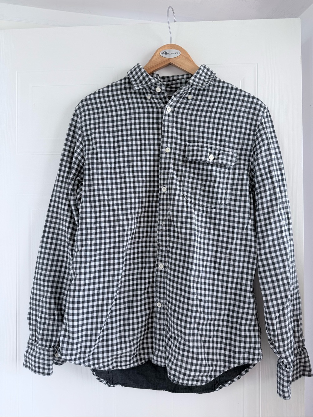 Banana Republic Black and White Gingham Button-Down Shirt